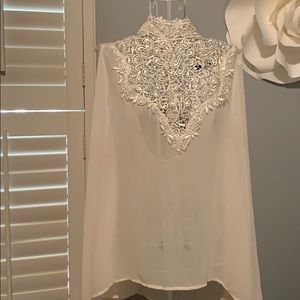 High neck sheer blouse